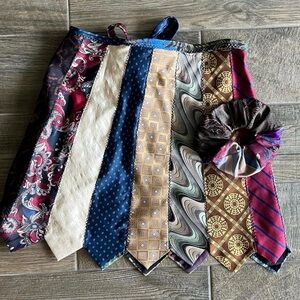Handmade Skirt Made Entirely from Ties + Matching Scrunchies — SKU 08158